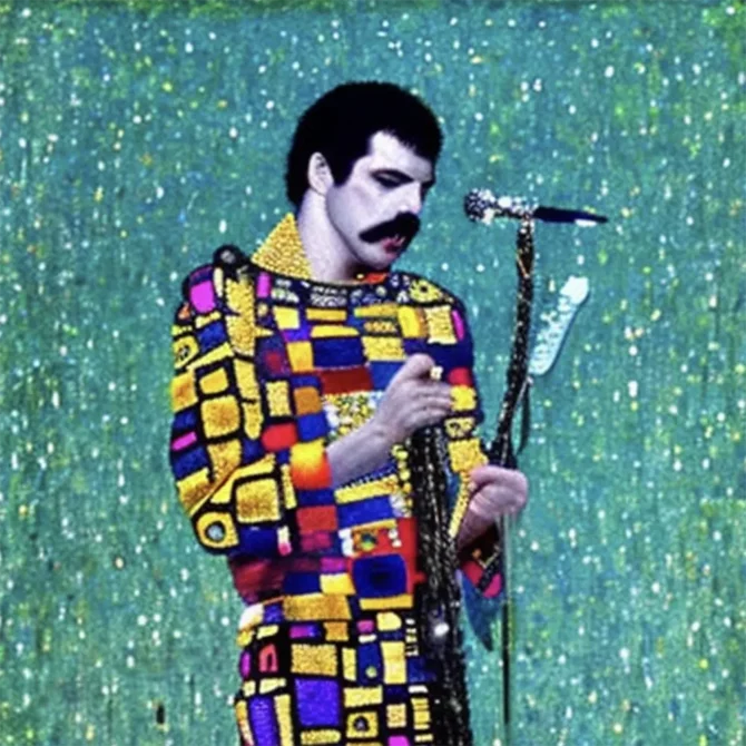 Freddie Mercury in the style of Gustav Klimt     11